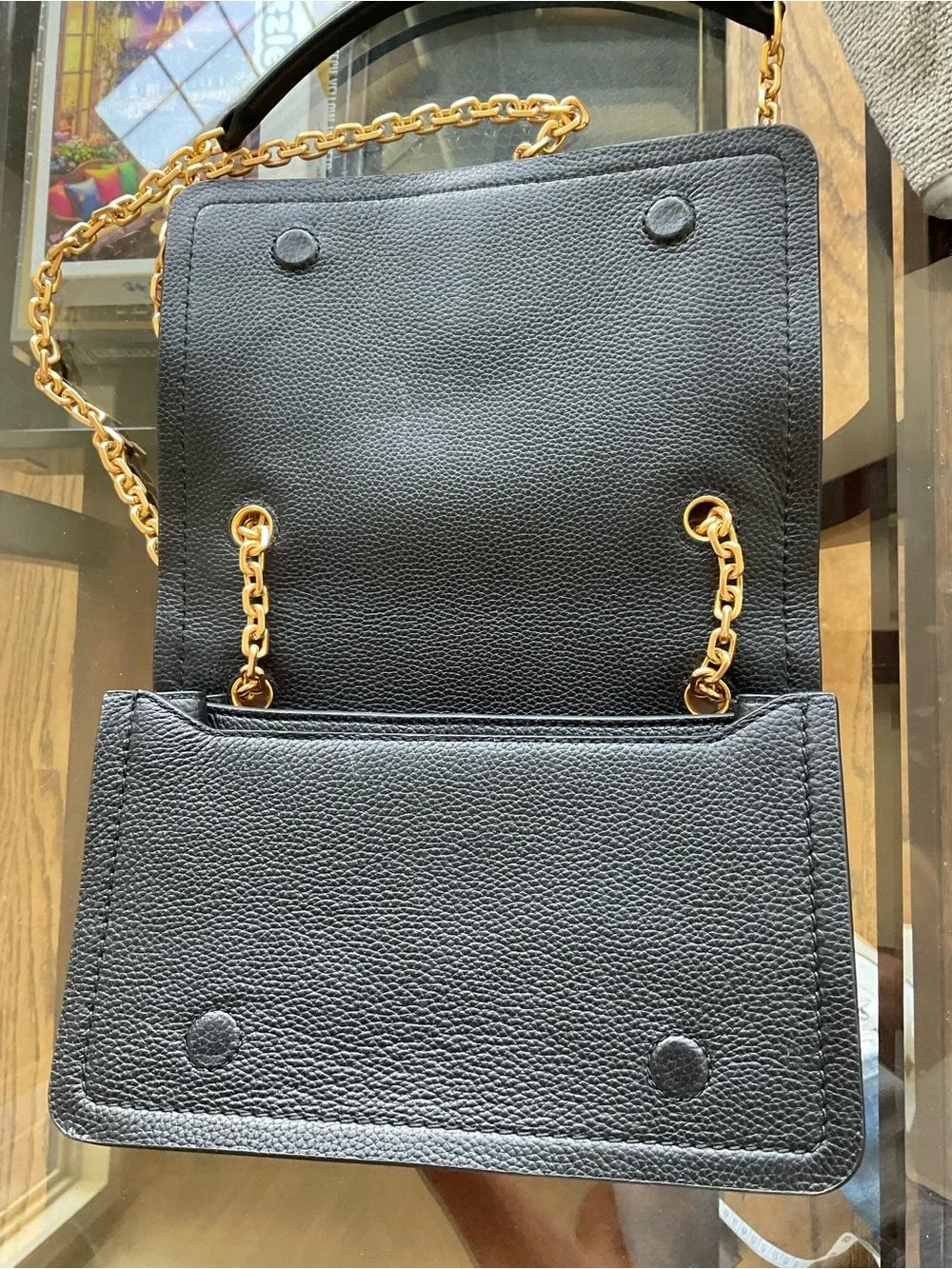 Tory Burch Carson convertible black leather with gold hardware